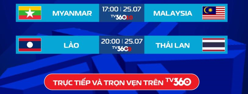 Lịch thi đấu ASEAN Cup hôm nay (25-7): Thái Lan, Malaysia ra quân

